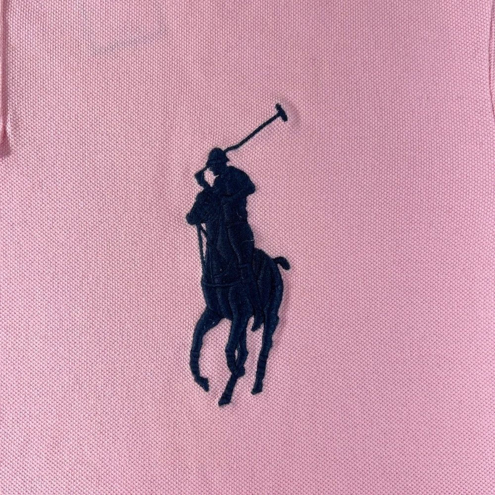 Polo Ralph Lauren Polo Shirt Men XXL Pink Navy Big Pony Custom Fit Vintage NWT